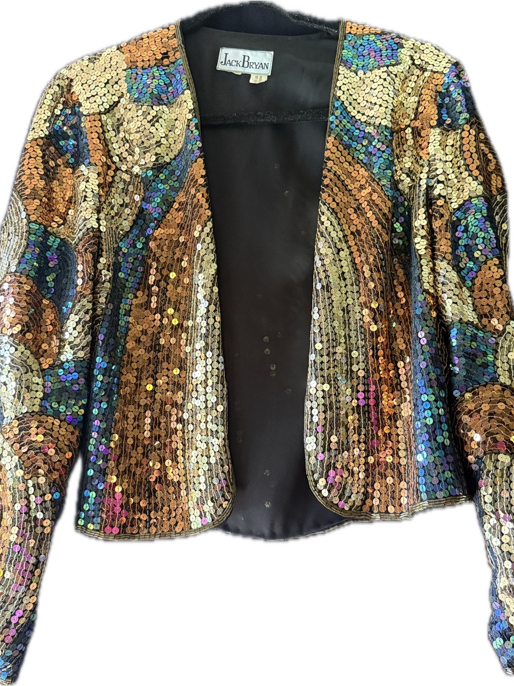 Vintage Jack Bryan Gold Sequin Open-Front Cropped Jacket